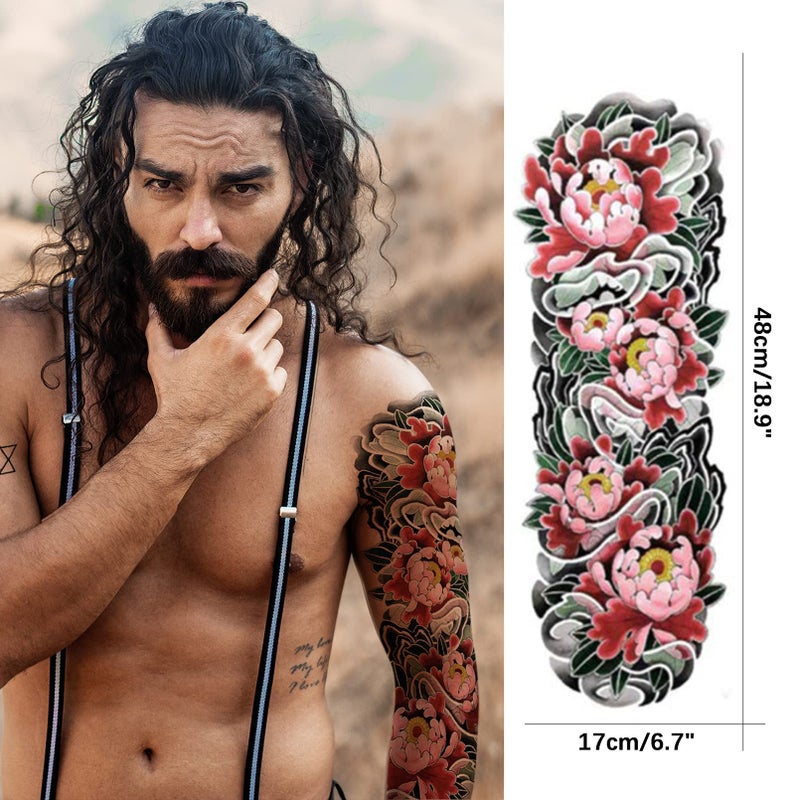 Aresvns Full Arm Temporary Tattoos for Men and Women,Temporary Tattoo Waterproof Sleeve Tattoo Last Long for Adults for BBQ Pool Beach Party - Image 2